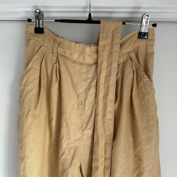 NPL notPERFECTLINEN Camel S/M Boyfriend Loose Pleated Front Pants - Picture 4 of 13